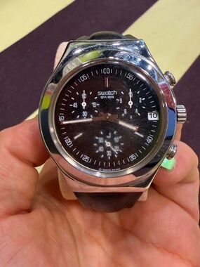 Swatch Men's Silver and Black Watch